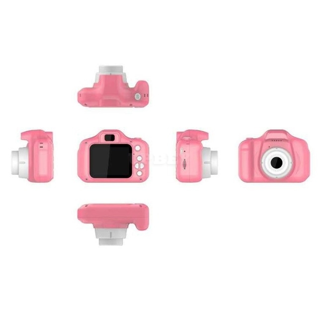 2 Inch HD Screen Chargable Digital Mini Camera Kids Cartoon Cute Camera Toys Outdoor Photography Props for Child  Pink