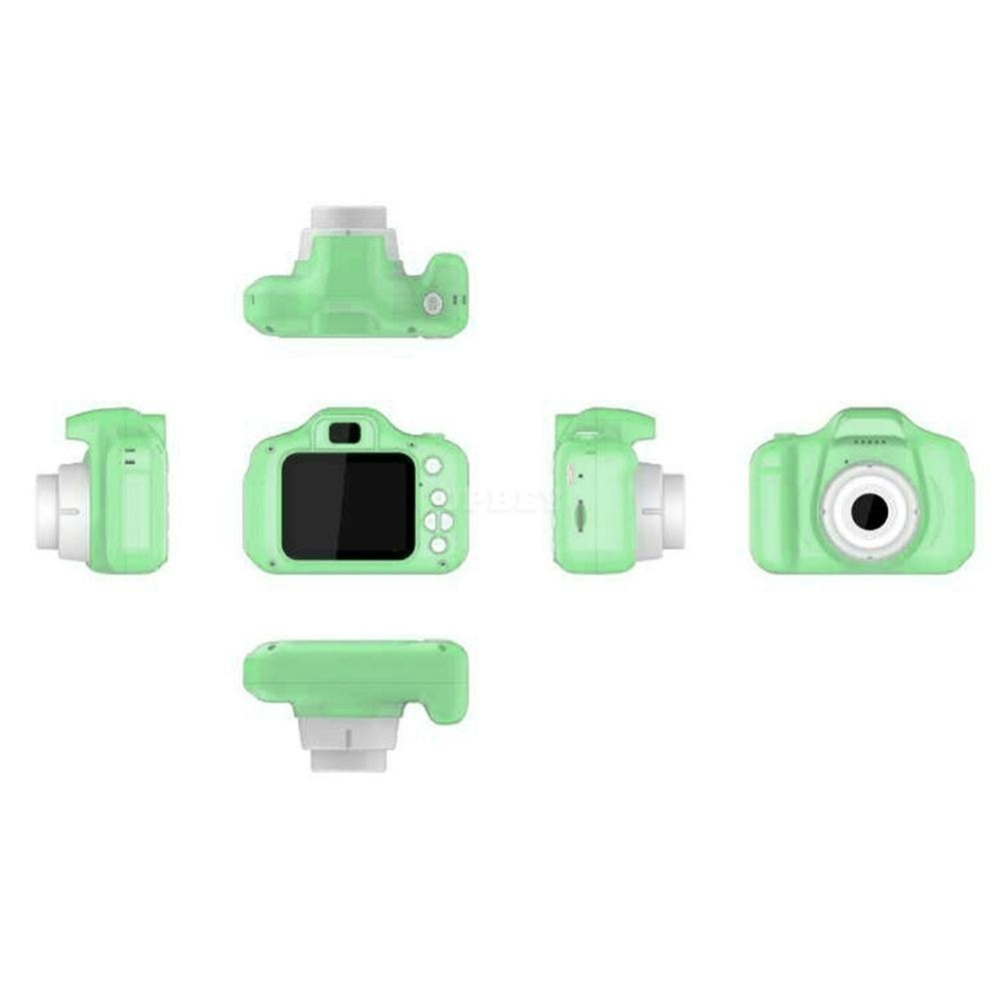 2 Inch HD Screen Chargable Digital Mini Camera Kids Cartoon Cute Camera Toys Outdoor Photography Props for Child  green