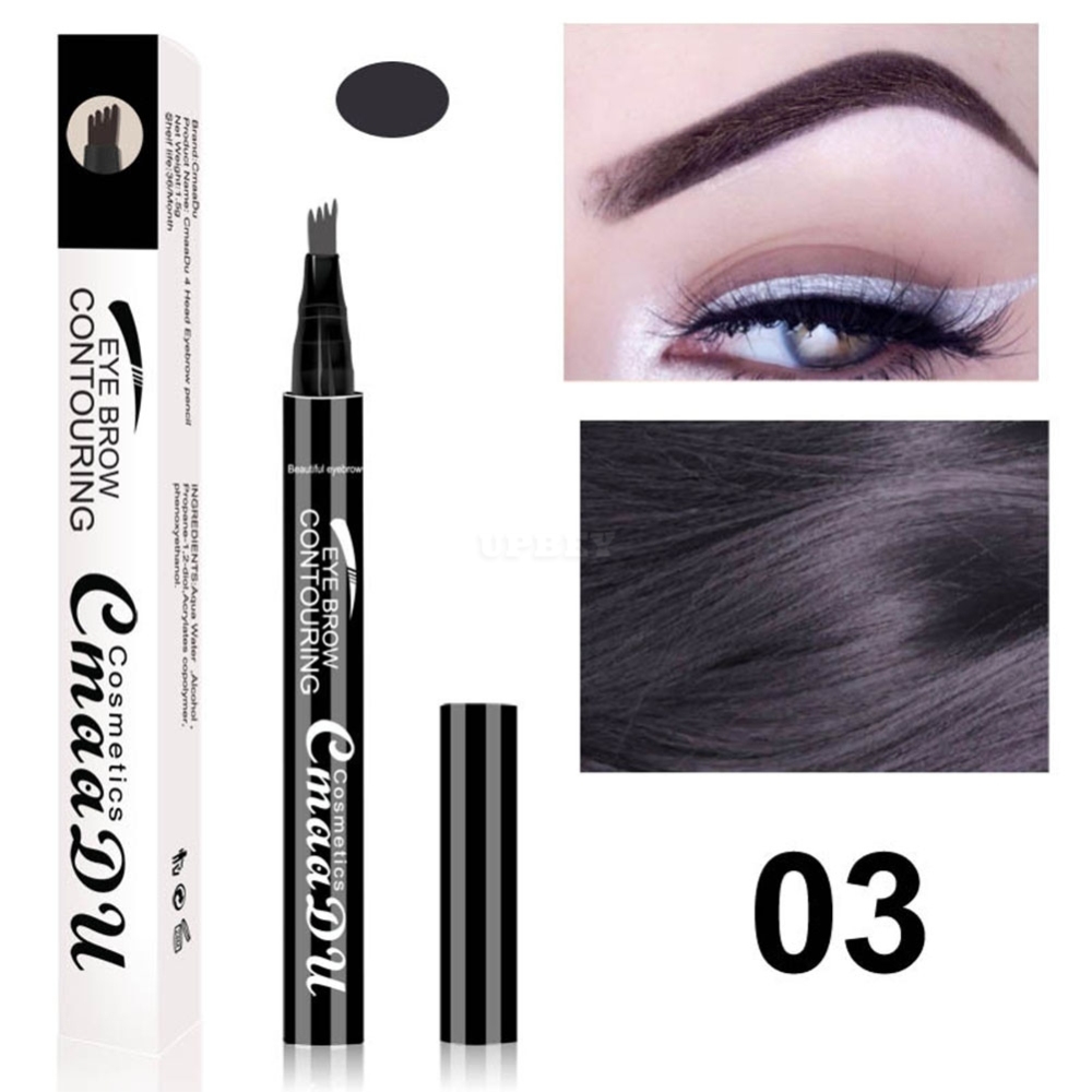4 Fork Tip Head Eyebrow Pencil Smudge-proof Long-lasting Non Staining Brows Pen