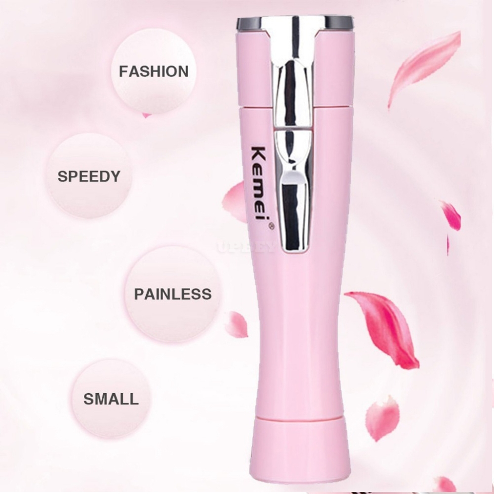 KEMEI-1012 Dry Battery Women Shaver Female Body Hair Removal Trimmer Pink