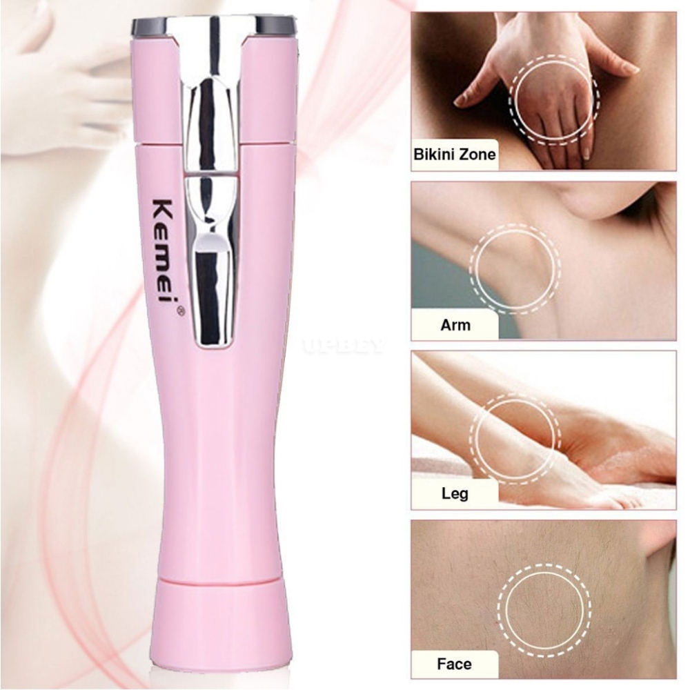 KEMEI-1012 Dry Battery Women Shaver Female Body Hair Removal Trimmer Pink