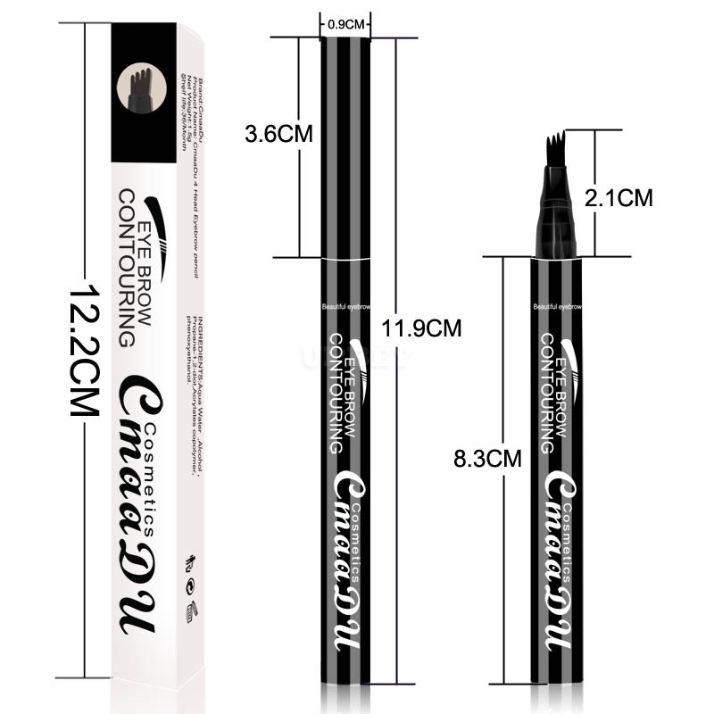 4 Fork Tip Head Eyebrow Pencil Smudge-proof Long-lasting Non Staining Brows Pen