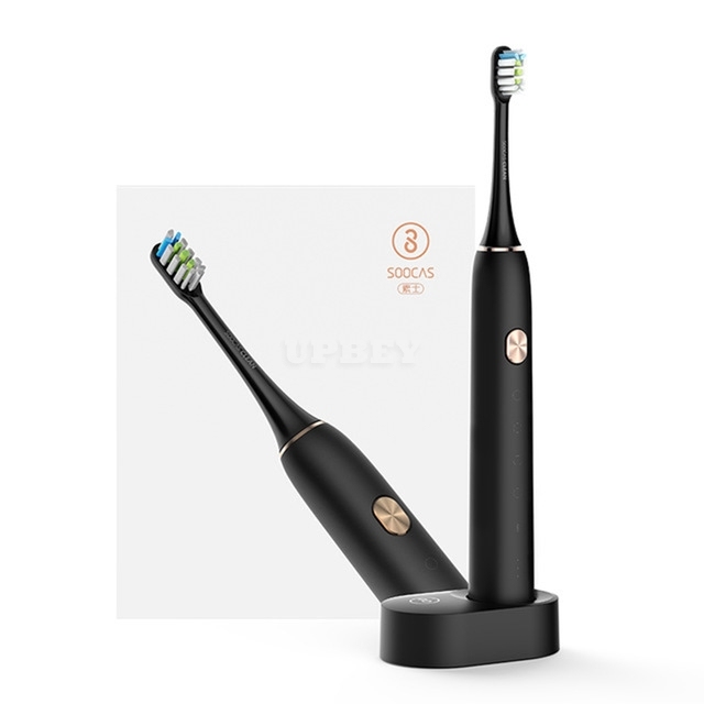 Adult Waterproof Ultrasonic Automatic Toothbrush USB Rechargeable Toothbrush Black