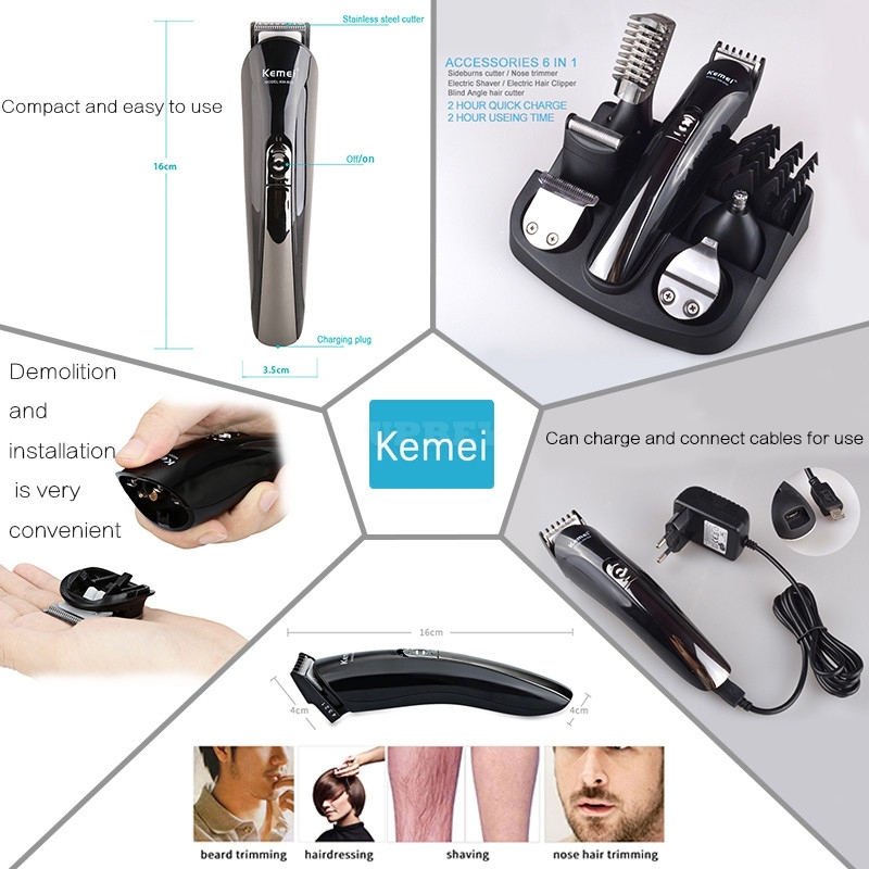 11 in 1 Multifunction Hair Clipper Professional Hair Trimmer Electric Beard Trimmer Hair Cutting Machine black_EU UK AU US Plug