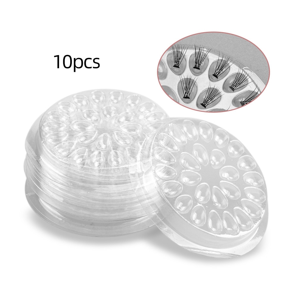 10 Pcs Plastic Gasket Extension Tray Adhesive Pallet Convenient Assistant Stand Grafting Eyelash Glue Holder Pad Flower Shape 10pcs