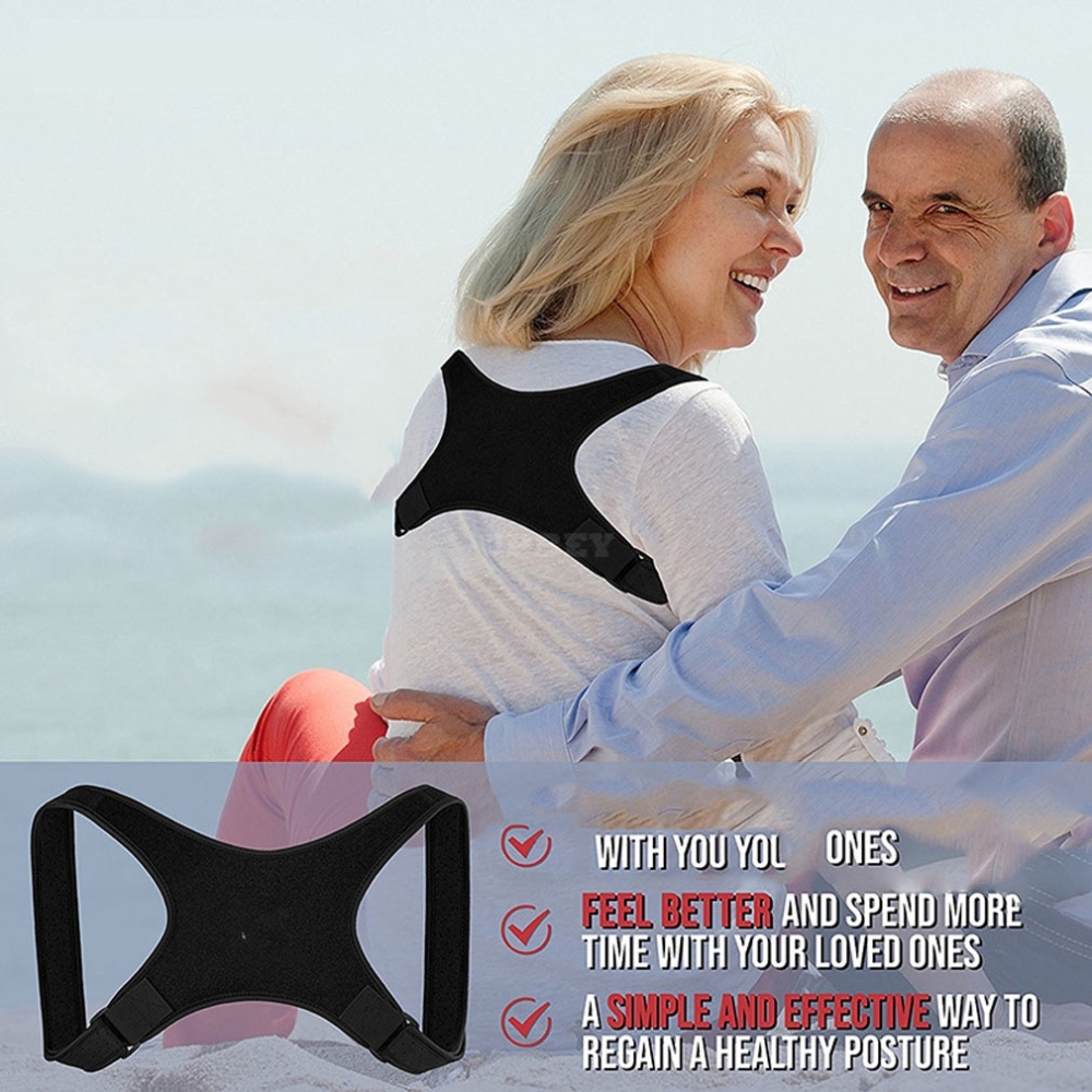Posture Corrector Adjustable Upper Back Shoulder Brace Clavicle Support  black_One size