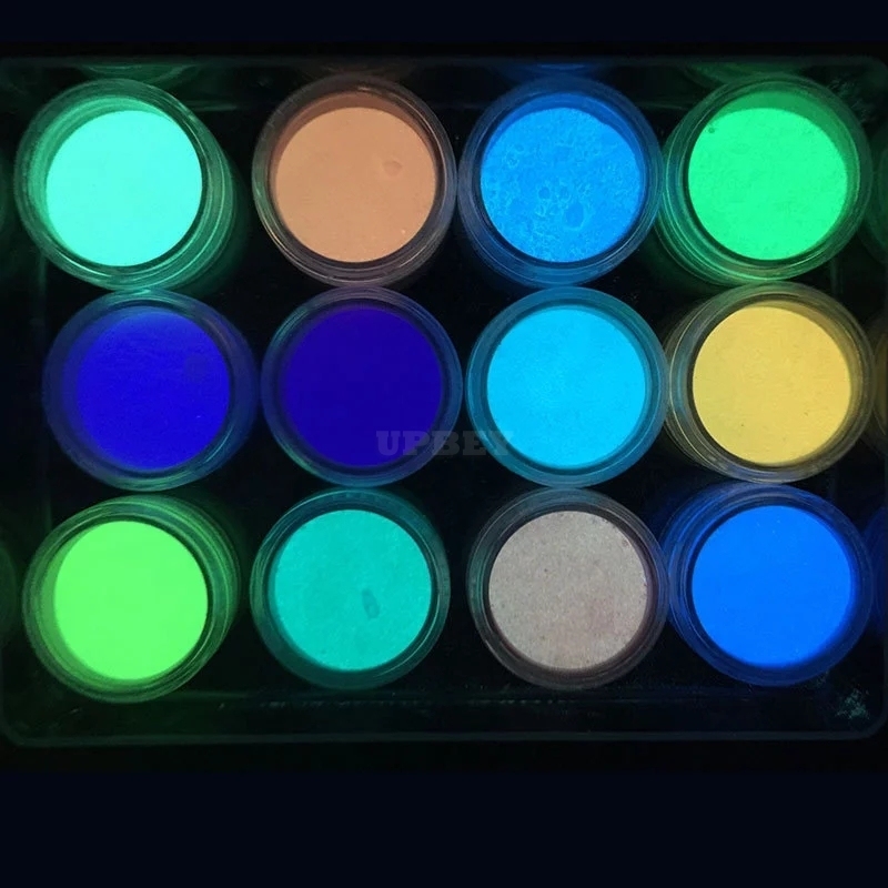 12 Colors Fluorescence Nail Glitter Powder Light Luminous Ultrafine Glowing Pigment Neon Nail Powder 1#