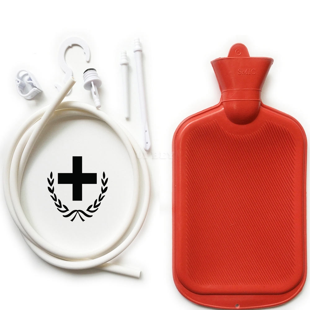 Women Men Enema System Kit with Rubber Hot Water Bottle Douche Bag Tubing