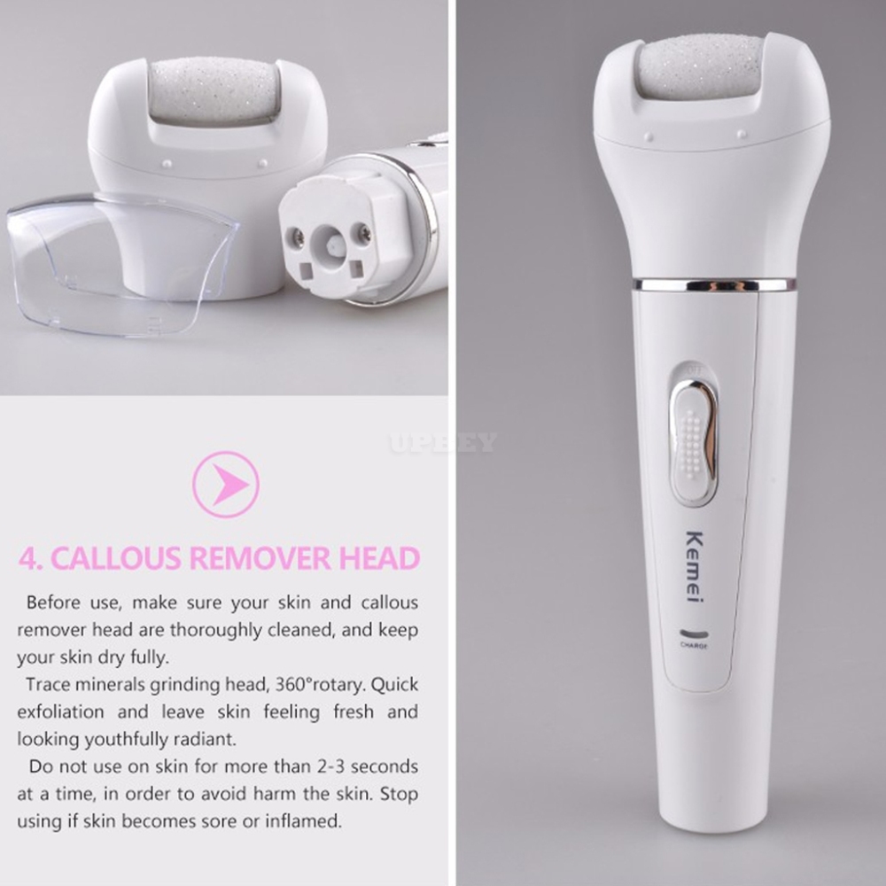 KEMEI-2199 5 in 1 Epilator Women Shaver Hair Removal Face Cleansing Brush Face Skin Care Tool white_US plug
