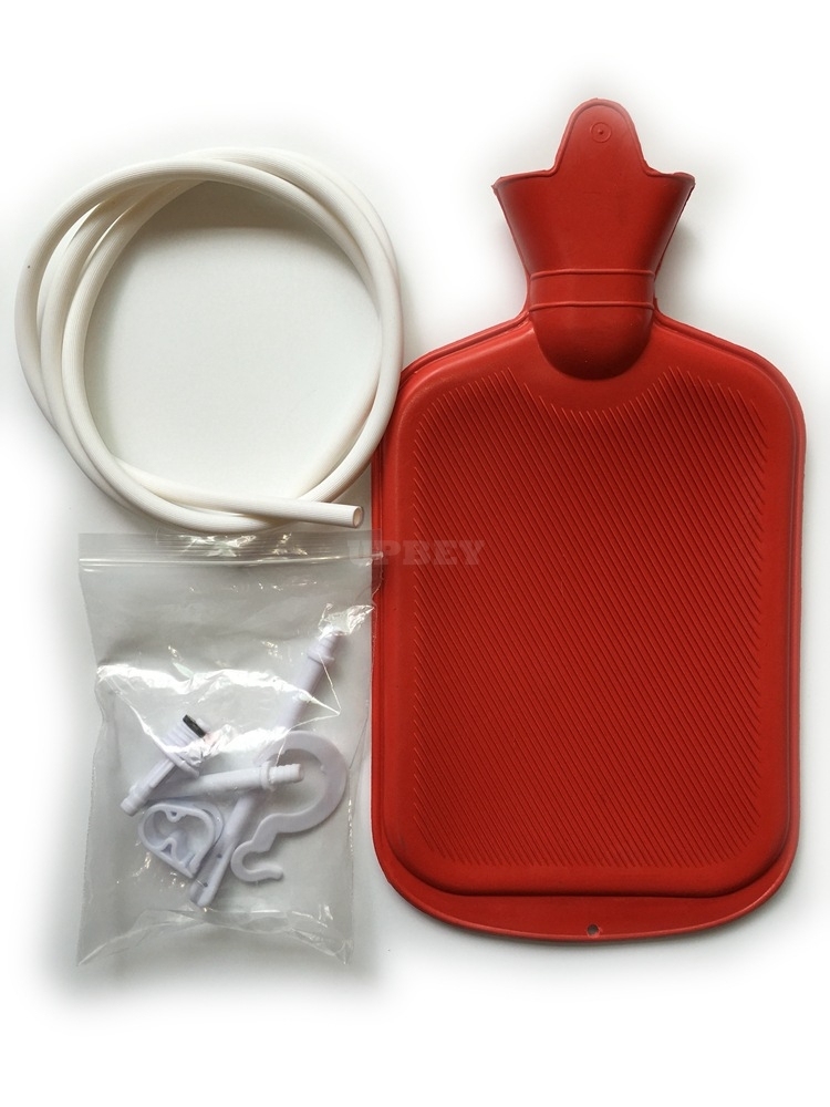 Women Men Enema System Kit with Rubber Hot Water Bottle Douche Bag Tubing