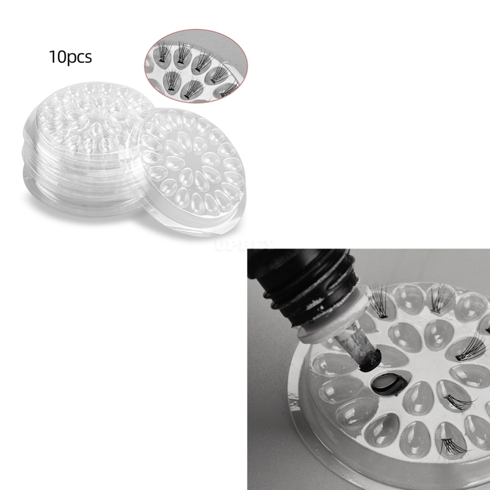 10 Pcs Plastic Gasket Extension Tray Adhesive Pallet Convenient Assistant Stand Grafting Eyelash Glue Holder Pad Flower Shape 10pcs