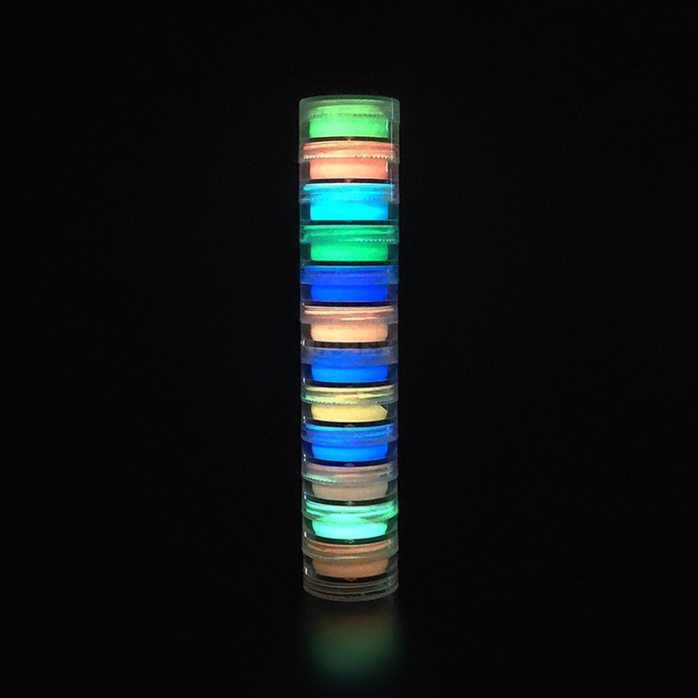 12 Colors Fluorescence Nail Glitter Powder Light Luminous Ultrafine Glowing Pigment Neon Nail Powder 1#