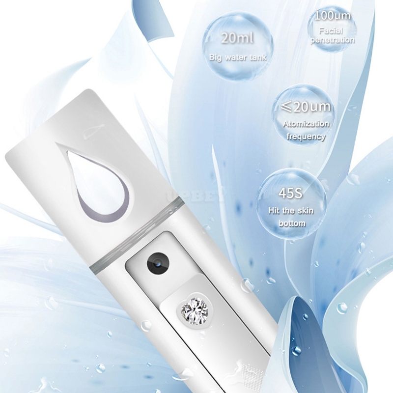 Portable Handheld Nano Spray Ultrasonic Atomizer Rechargeable Mini Facial Hydrating Humidifier white