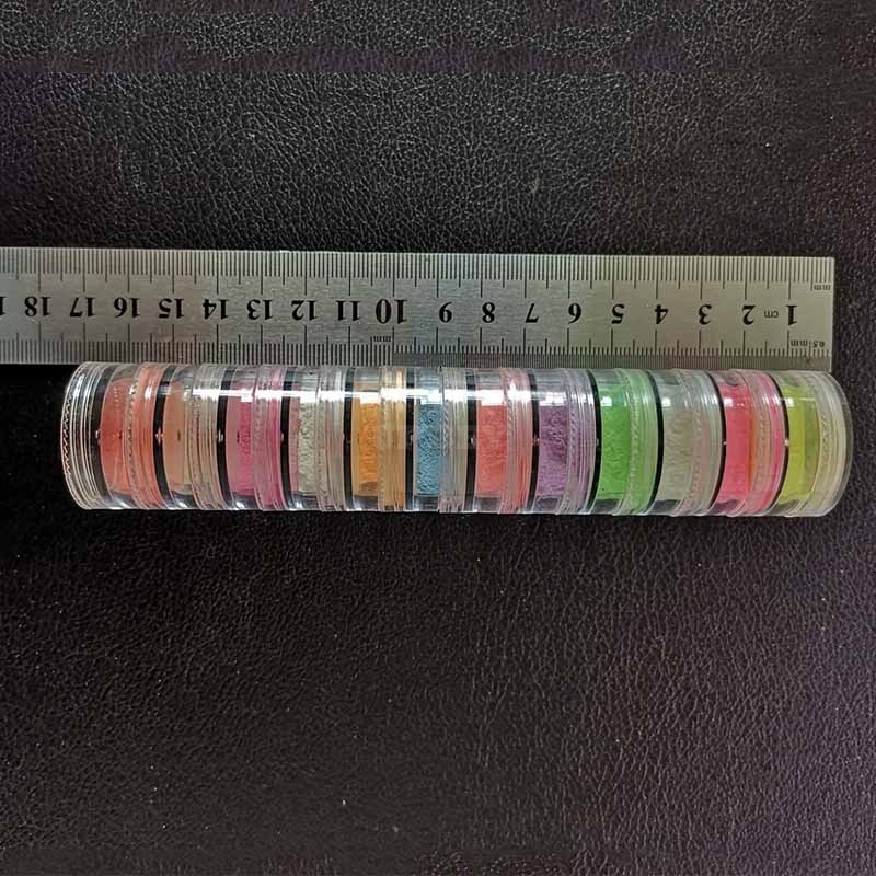 12 Colors Fluorescence Nail Glitter Powder Light Luminous Ultrafine Glowing Pigment Neon Nail Powder 1#