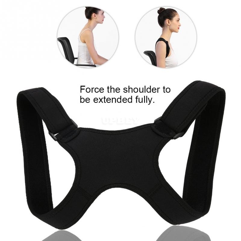 Posture Corrector Adjustable Upper Back Shoulder Brace Clavicle Support  black_One size