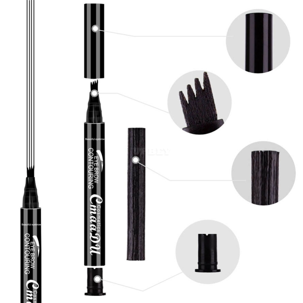 4 Fork Tip Head Eyebrow Pencil Smudge-proof Long-lasting Non Staining Brows Pen