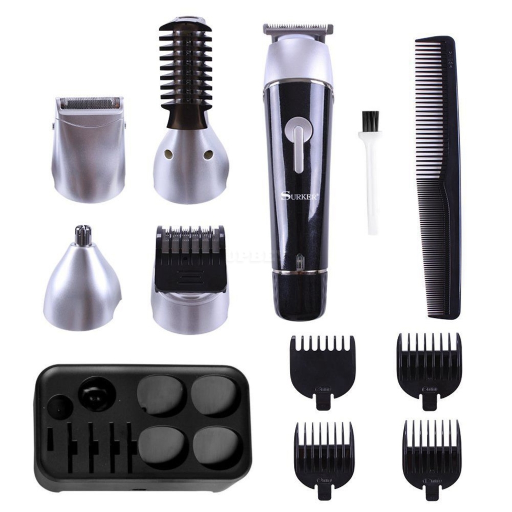 5 in 1 Hair Clipper Rechargeable Cordless Grooming Kit for Men Beard Trimmer Nose Hair Trimmer  black_UK US EU plug