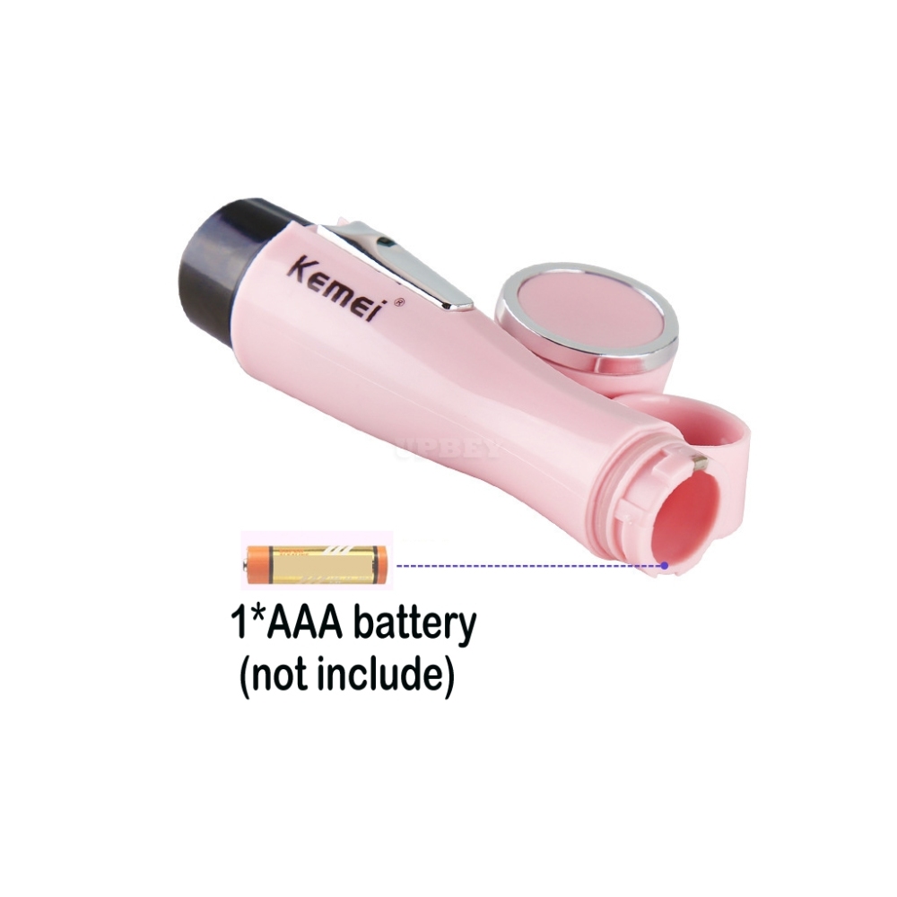 KEMEI-1012 Dry Battery Women Shaver Female Body Hair Removal Trimmer Pink