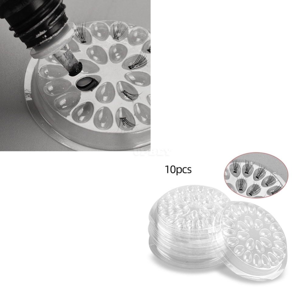 10 Pcs Plastic Gasket Extension Tray Adhesive Pallet Convenient Assistant Stand Grafting Eyelash Glue Holder Pad Flower Shape 10pcs