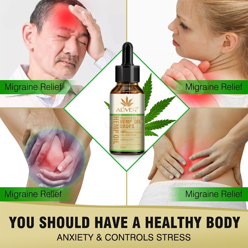 Organic Hemp Seed Oil Pain Relief Massage Oil Herbal Drops Reduce Stress Sleep Aid Body Oil Organic Essential Oils yellow