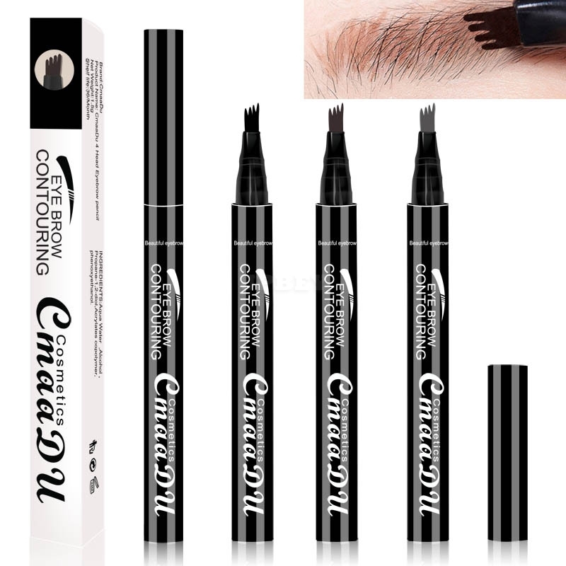 4 Fork Tip Head Eyebrow Pencil Smudge-proof Long-lasting Non Staining Brows Pen