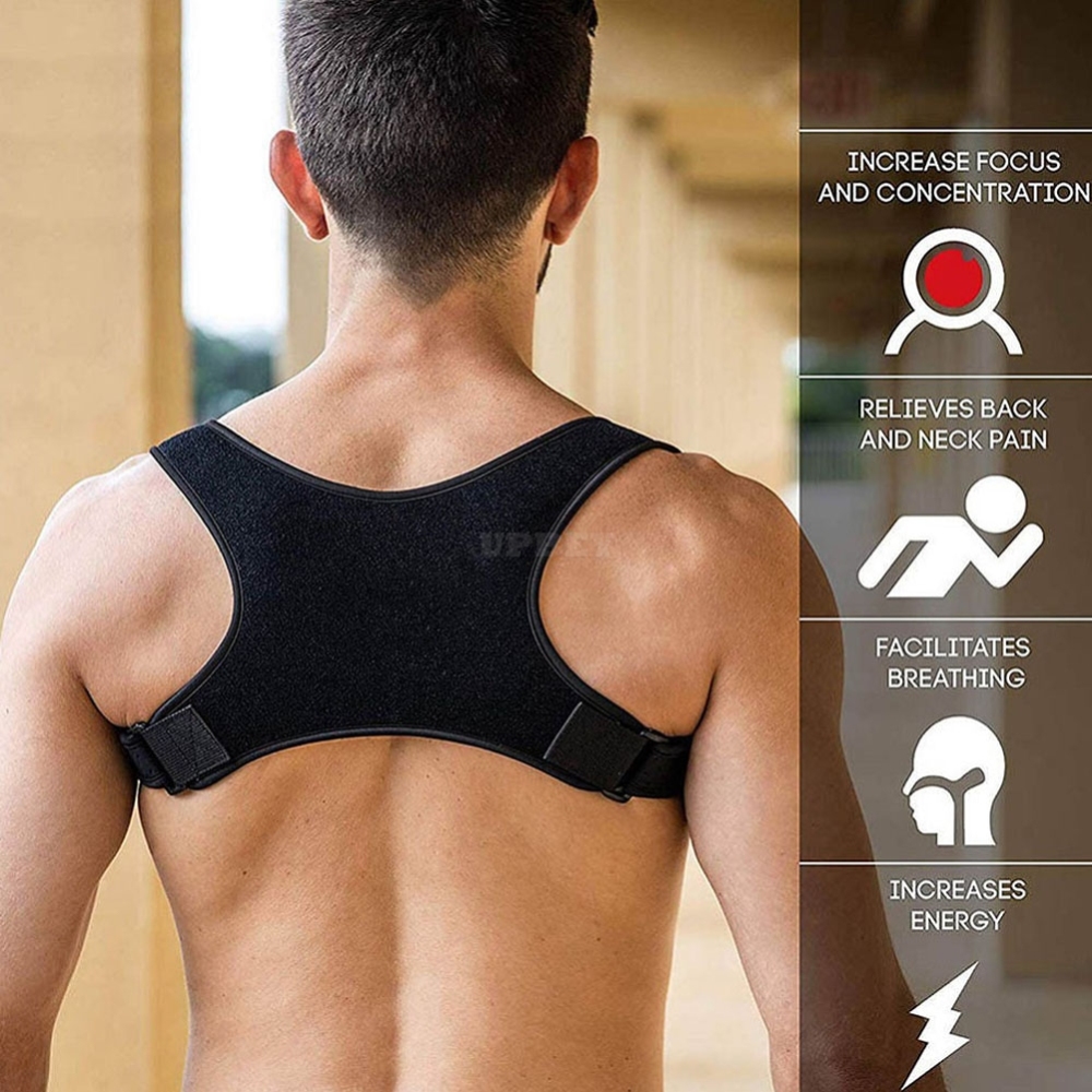Posture Corrector Adjustable Upper Back Shoulder Brace Clavicle Support  black_One size
