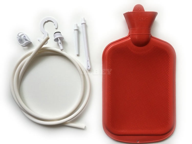 Women Men Enema System Kit with Rubber Hot Water Bottle Douche Bag Tubing