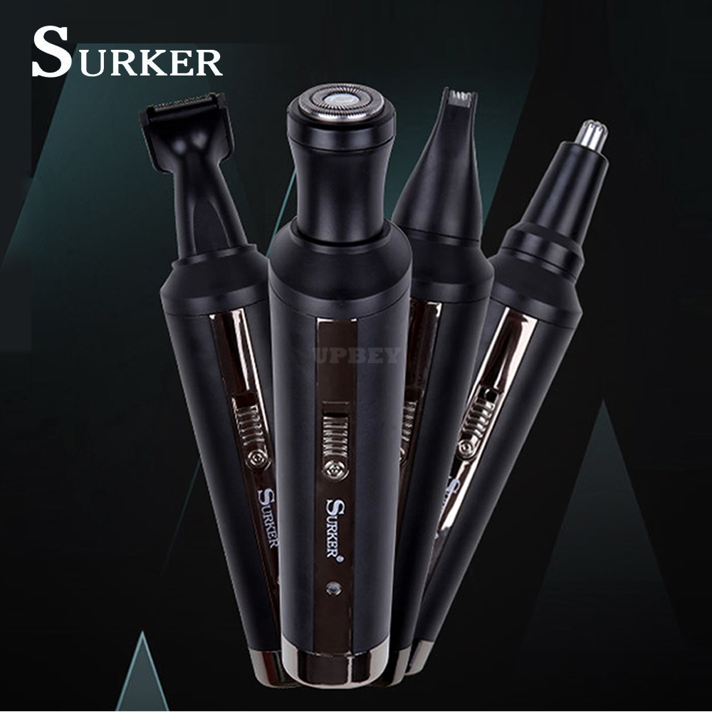 Surker Sk-217 4 In 1 Multi-Function Trimmer Waterproof Rechargeable Shaver Nose Hair Styling Knife Corner black_EU plug