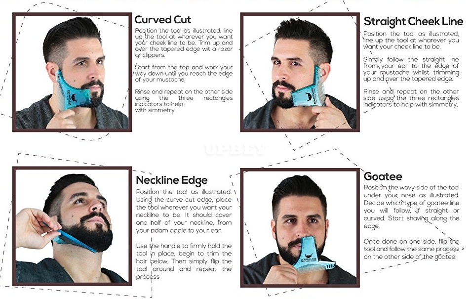 Beard Shaping Styling Template Beard Comb Men Shaving Tools Hair Beard Trim Template Comb purple