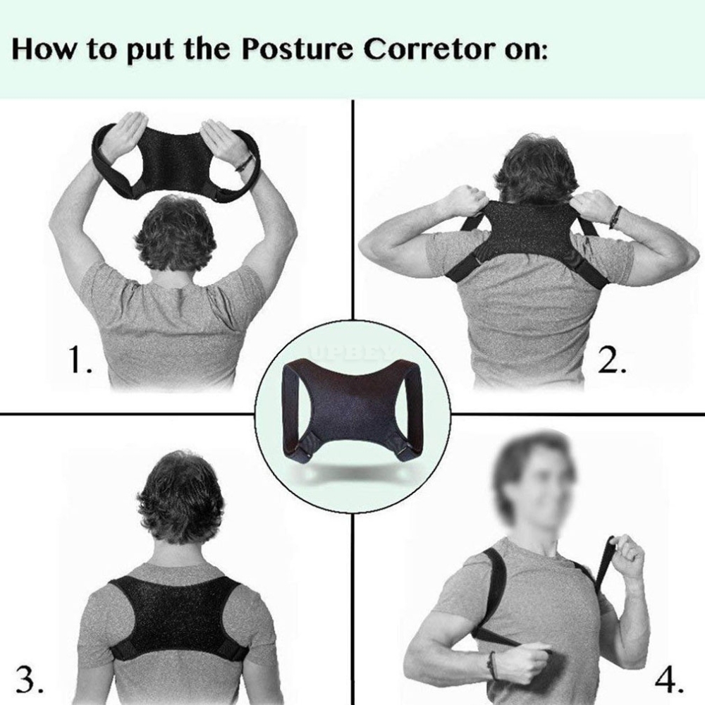 Posture Corrector Adjustable Upper Back Shoulder Brace Clavicle Support  black_One size