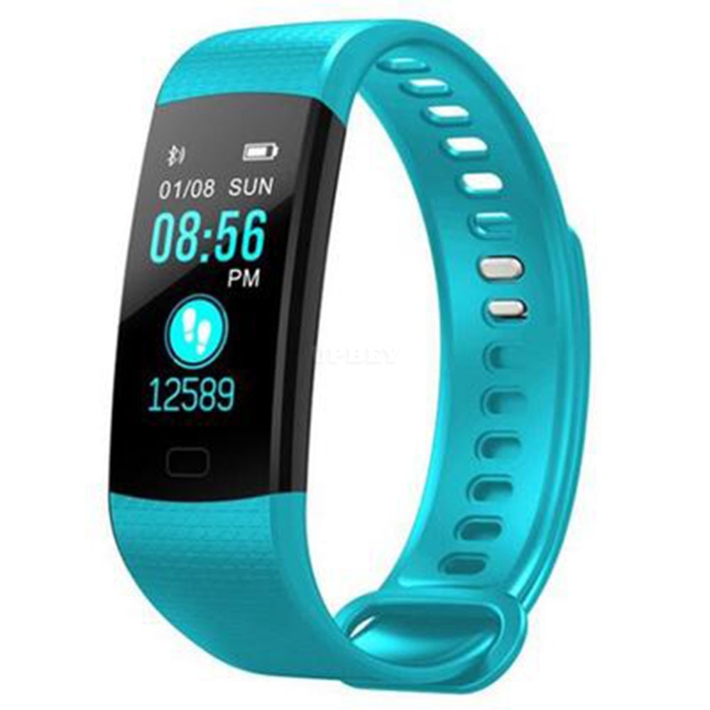 Y5 Smart Watch Bracelet - Heart Rate Monitor, IP67 Waterproof, Color Screen - Cyan Blue