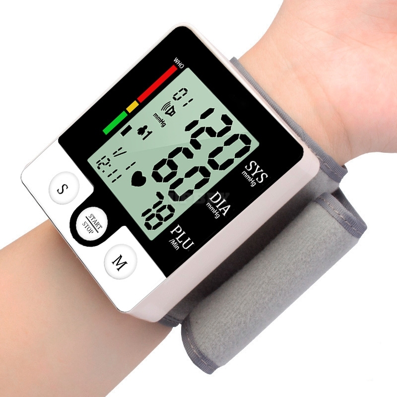 Wrist Bracelet Digital Blood Pressure Monitor Meter Automatic Sphygmomanometer Hemomanometer Pulsometer Smart Fitness Wristband English version_Batter