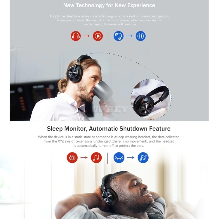 Bluedio T7 Plus Wireless Headphone Active Noise Cancelling User-defined Bluetooth Headphone SD Card Slot