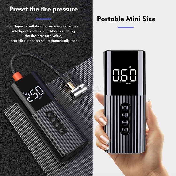 LC-301 Mini Air Pump Compressor Portable Inflator Car Adaptor Tyre Ball LED with Light Bicycle MTB Fast