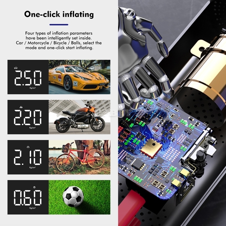 LC-301 Mini Air Pump Compressor Portable Inflator Car Adaptor Tyre Ball LED with Light Bicycle MTB Fast