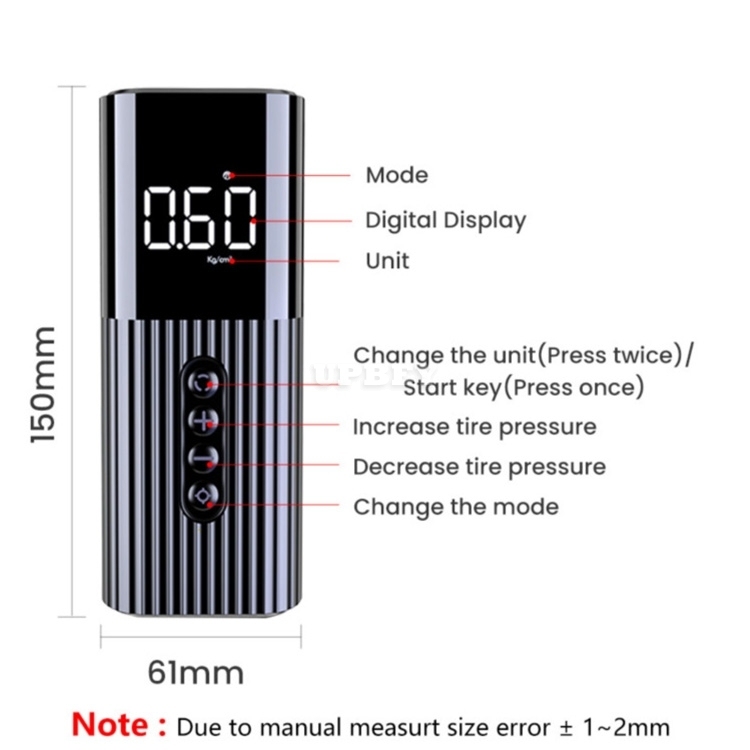 LC-301 Mini Air Pump Compressor Portable Inflator Car Adaptor Tyre Ball LED with Light Bicycle MTB Fast