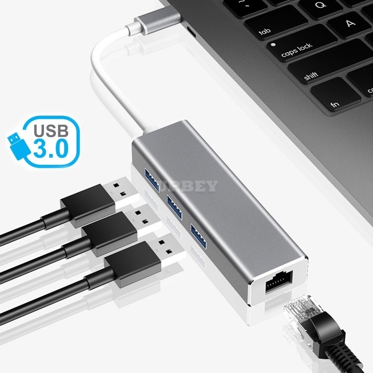 4in1 Card Reader Type-C 3x USB 3.0 Port Ethernet RJ45 Lan Female for Macbook Air Pro Laptop Computer Hub Cable Adapter Gigabit