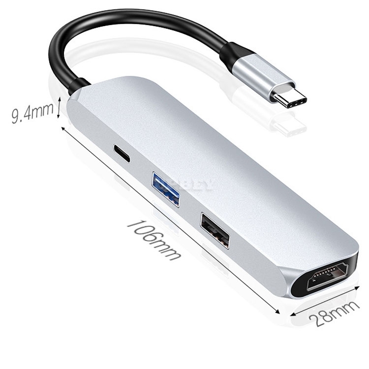 4in1 Card Reader HDMI TV-OUT Type-C USB 3.0 & 2.0 for Macbook Air Pro Laptop Charger PD Power Delivery Adapter