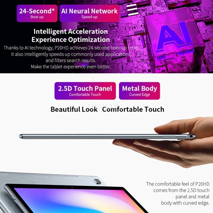 Teclast P20HD 10.1" Android 10 Tablet 1920x1200 SC9863A Octa Core 4GB RAM 64GB ROM 4G Network AI Speed-up PC Dual Wifi