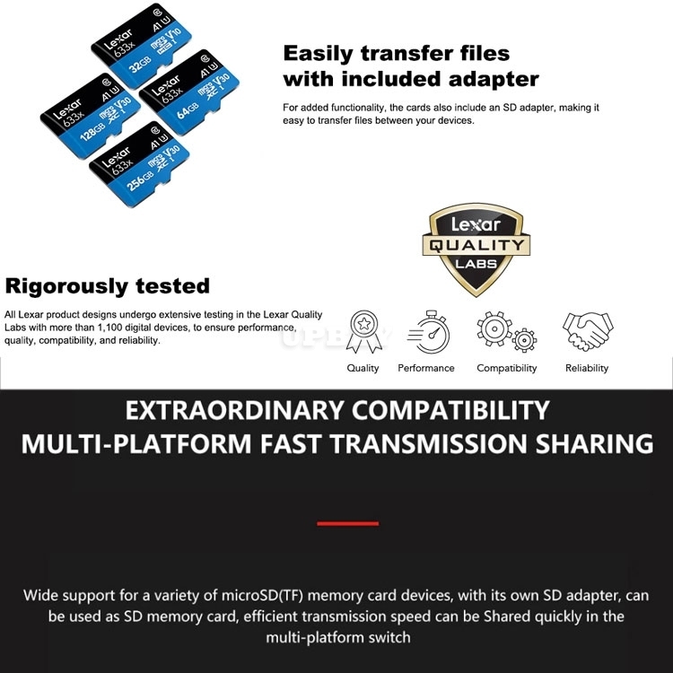 Memory Card Micro SD Lexar 633X New Original A1 A2 32gb 64gb 128gb 256gb 512gb 1TB SDXC SDHC Uhs-1 For Drone Camera Smartphone Switch