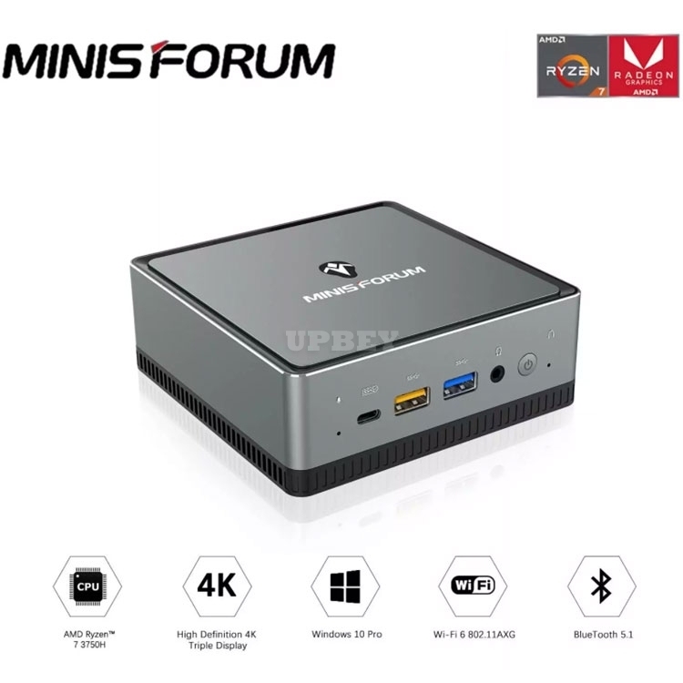 MINIS FORUM UM700 AMD Ryzen 7 3750H Windows 10 Pro MINI PC DDR4 8GB RAM 256GB SSD WIFI 6 BT 5.1 Game Computer 2.5 Inch SATA HDD