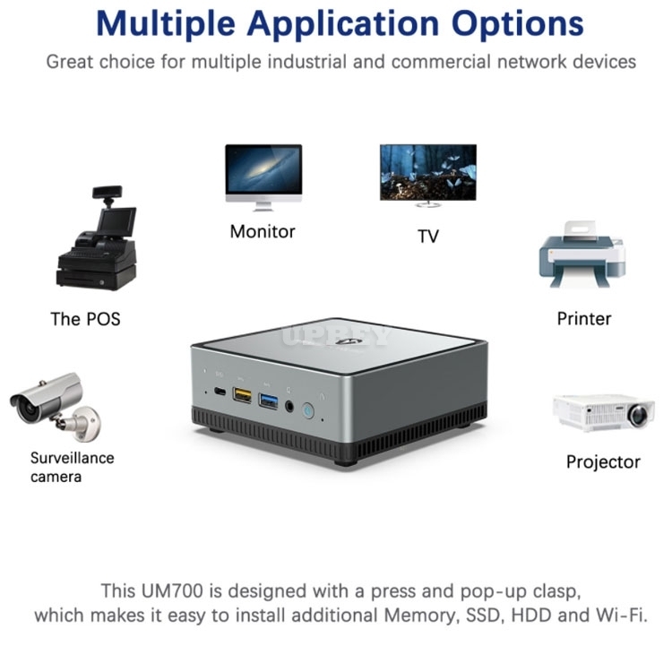 MINIS FORUM UM700 AMD Ryzen 7 3750H Windows 10 Pro MINI PC DDR4 8GB RAM 256GB SSD WIFI 6 BT 5.1 Game Computer 2.5 Inch SATA HDD