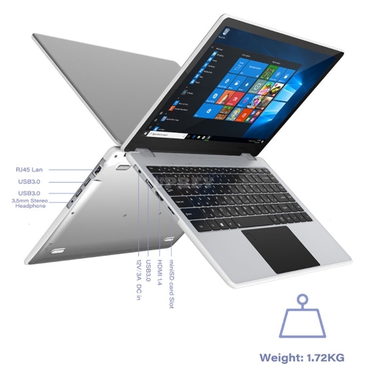 Foldable 360° Touch Screen Laptop 13.3 Inch Windows 10, Intel Celeron Processor, 4GB, 64GB SSD, Notebook for Student Business with Camera
