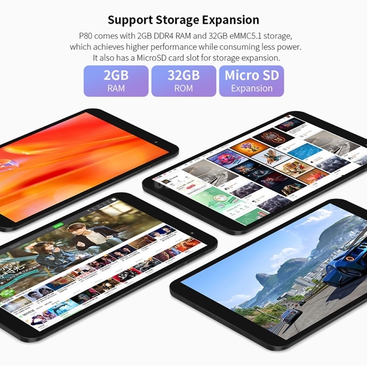 Tablet Teclast P80 8''Android 10. 0 OS Allwinner A133 CPU GE8300 GPU 2GB RAM 32GB ROM Dual Wifi Type-C PC IPS 1280x800