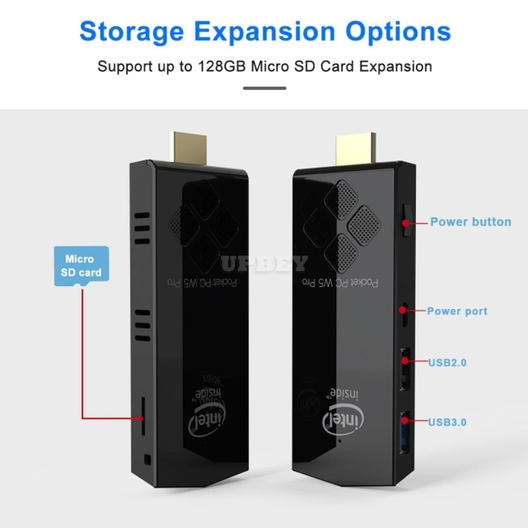 Mini PC Stick W5 PRO Windows10 Quad Core Atom x5-Z8350 RAM 4GB ROM 64GB 1000M Lan Media Player Set Top Box Business Home School