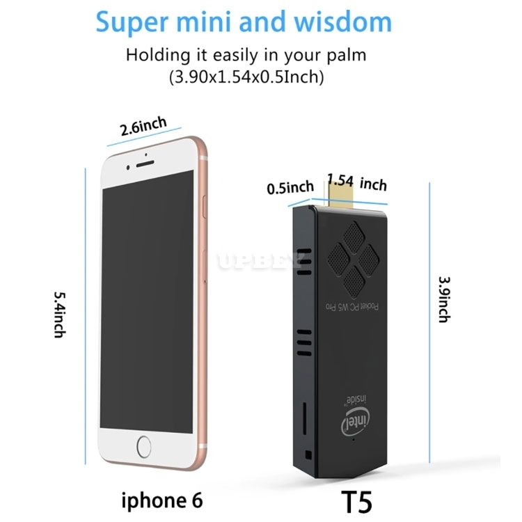 Mini PC Stick W5 PRO Windows10 Quad Core Atom x5-Z8350 RAM 4GB ROM 64GB 1000M Lan Media Player Set Top Box Business Home School