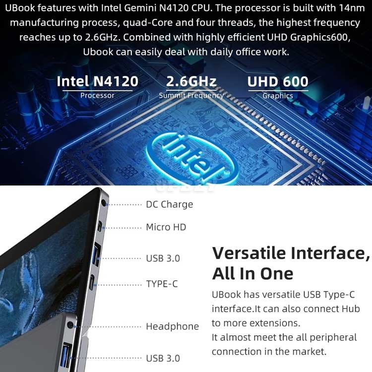 2in1 Tablet + PC CHUWI UBook 11.6 Inch IPS Screen Intel Celeron N4120 Quad Core LPDDR4 8GB 256GB SSD Storage Windows 10 OS Tablet + Pen + Keyboard