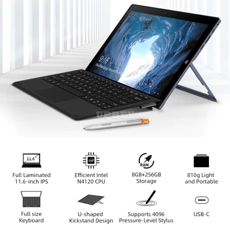 2in1 Tablet + PC CHUWI UBook 11.6 Inch IPS Screen Intel Celeron N4120 Quad Core LPDDR4 8GB 256GB SSD Storage Windows 10 OS Tablet + Pen + Keyboard