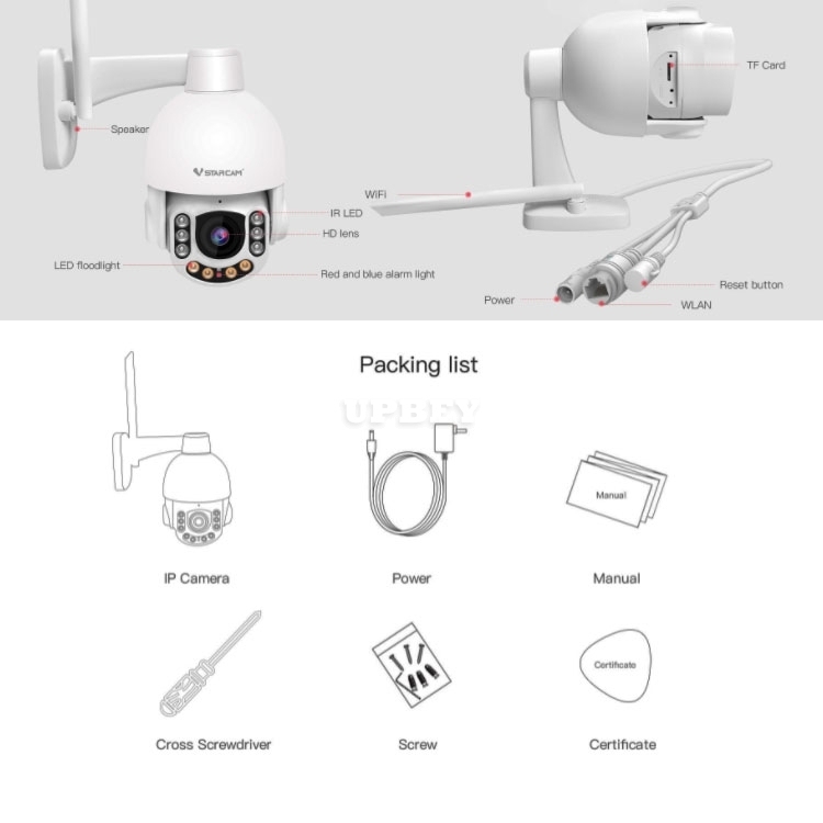 VStarcam CS65-X5 3MP 5X Zoom Wireless WiFi Outdoor HD IP Security Camera Optical Zoom Dome PTZ Support 128G Waterproof IP66