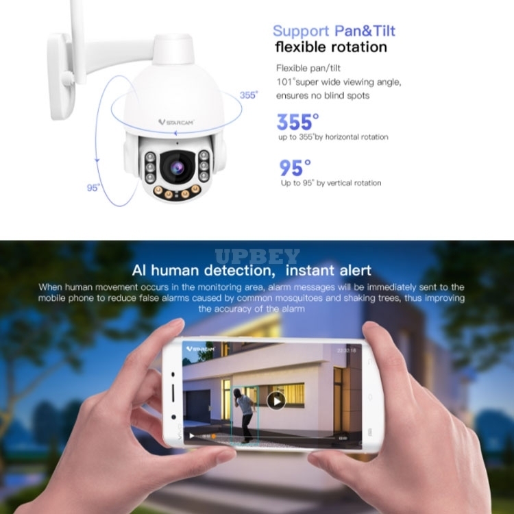 VStarcam CS65-X5 3MP 5X Zoom Wireless WiFi Outdoor HD IP Security Camera Optical Zoom Dome PTZ Support 128G Waterproof IP66